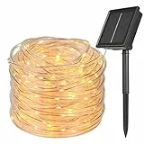 Flintronic Catena Luminosa Solare, 22m 200 LED Luci Solari Esterno, 8 Modalità Luci Solari, IP65 Impermeabili Luci Decorative Stringa per Giardino, Cortile, Patio, Matrimonio, Natale (Bianco Caldo)