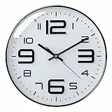 Plumeet Orologio Silenzioso, Orologio al Quarzo AntiGraffio da 30cm, Alimentato a Batteria, Design Moderno Adatto per Decorare la Scuola di Home Office (Bianco)