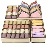 Sofore Organizzatori di cassetti pieghevoli in tessuto non tessuto, set di 4 scatole di immagazzinaggio aperte per calze, armadio, reggiseno, calze, vestiti per bambini, cravatte, sciarpe, cosmetici,