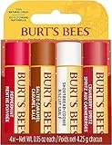 Burt’s Bees Confezione Regalo Balsamo Labbra Idratante, 4 Burrocacao al Gusto di Shortbread Cookie, Mirtillo Rosso, Caramello Salato e Menta Piperita, 100% origine naturale, 4x4,25 g