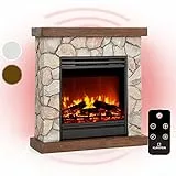 Klarstein Deko Kamin mit LED-Flammen, Elektro Kamin mit Heizung, 1800W Elektrischer Kamin, Sparsamer Kamin Elektrisch, Wandkamin mit Fernbedienung & Timer, Elektrische Kamine mit Poystone-Gehäuse