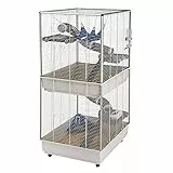 Ferplast Gabbia per furetti FURET TOWER, Struttura verticale su più piani, Ruote e accessori inclusi, Metallo verniciato Grigio e plastica, 75 x 80 x h 161 cm