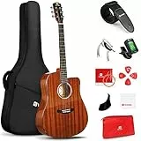 Vangoa 4/4 Chitarra Acustica Folk 41 pollici in Legno di sapele Dreadnought Chitarre Acustiche Set con Kits per Principianti, Lucida