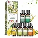 PHATOIL Oli Essenziali 6 x 10ml, 100% Naturali Puri per Diffusore Candele, Aromaterapia di Eucalipto, Vaniglia, Citronella, Arancia Dolce, Ylang Ylang, Menta Piperita