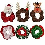 Lyneun 6Pz Elastico Capelli, Velluto Natale Scrunchies Carino Fasce Colorate per Coda di Cavallo Chignon Treccia Anello per Capelli per le Donna & Ragazza
