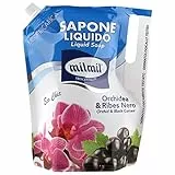 Milmil Sapone Liquido Eco Chic, Fragranza Orchidea & Ribes Nero, Formato Ricarica Busta, Sapone Mani, Viso e Corpo, Dermatologicamente Testato - 900 ML