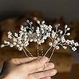 Wodasi Fermagli Capelli Sposa, 3 Pezzi Forcine Capelli, Forcine per Capelli Perle Sposa Forcine Fermagli per Capelli con Strass Cristalli Perni di Capelli Nuziali, Accessori Capelli Sposa, Stile B