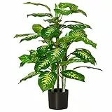 homcom Pianta Artificiale Decorativa Sempreverde con Vaso Φ17x14.5 cm Nero per Interni ed Esterni, Altezza Pianta 95 cm