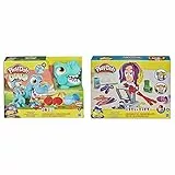 Play-Doh Hasbro Dino Crew - Il T-Rex Mangione, Dinosauro Giocattolo con Suoni da Dinosauro e 3 Uova, Bambini dai 3 Anni in su & Hasbro Fantastico Barbiere Playset con Pasta