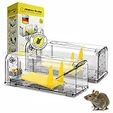 HEIMWERT Trappola per topi Set di 2 Trappole topi - con serbatoio + scatola per le esche + aperture per l’aria - Trappole per topi con uscita a sgancio rapido senza contatto I Set trappole per topi