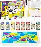 FAOKZE Vernice marmorizzante ad acqua per bambini,Set di Acquarelli,Kit artistico per pittura marmorizzata,Kit di Pittura Marmorizzata Regalo,Regali di festa per ragazze e ragazzi Età 6 7 8 9 10 11 12