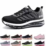 Uomo Donna Air Scarpe da Ginnastica Corsa Sportive Fitness Running Sneakers Basse Interior Casual all'Aperto Black White 38