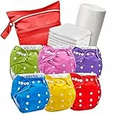 Kit Pannolini Lavabili Neonato con Inserti Assorbenti di bambù - Pannolino Riutilizzabili per Neonati - Rollo de Velo Biodegradabile e Borsa de Transporto