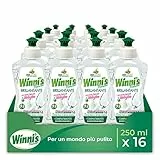 Winni's - Additivo Brillantante Lavastoviglie Ipoallergenico, con Aceto Naturale Biologico, Contro Residui e Macchie, con Materie Prime di Origine Vegetale, Liquido 250 ml x 16 Confezioni