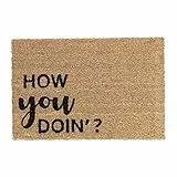 Relaxdays Zerbino in Fibra di Cocco, Scritta Inglese How You Doin', Indoor&Outdoor, HP 40x60 cm, Antiscivolo, Naturale, PVC