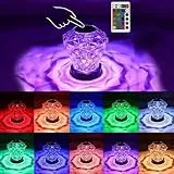 GAESHOW Lampada di Cristallo a LED, 1500mAH 16 Colori 4 Modalità Lampade Led in Cristallo Rosa con Controllo Touch RGB e Telecomando, Ricarica USB Lampade a Diamante per Camera da Letto Soggiorno (B)