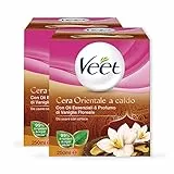 Veet Cera Depilatoria Orientale a Caldo, 250 ml di Cera con Oli Essenziali e 12 Strisce Riutilizzabili, Maxi formato, 2 confezioni