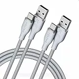 VOLTME Set di 2 Cavo USB a USB C 3A Nylon Intrecciato 1.80m, RUGG Cavo USB Tipo C a Ricarica Rapida Compatibile con Pixel 7/6/5/4XL, iPad Pro, Galaxy S10, Moto G7 Plus, Redmi Note 10 9, ecc. (grigio)