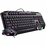 Cooler Master Devastator 3 Combo Mouse e Tastiera Gaming - Switch a Membrana con Retroilluminazione LED a 7 Colori, Tasti Multimediali Dedicati e Poggiapolsi - Mouse da Gaming MM110 - Layout QWERTY US
