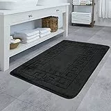 TT Home Tappeto da Bagno Tappeto Antiscivolo per Il Bagno con Bordo Geometrico, Colore:Nero, Dimensione:60x100 cm