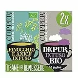 CUPPER Infuso Biologico Finocchio e Anice, Confezione da 20 Bustine e CUPPER Depur Infuso Biologico con Ibisco, Ortica e Liquirizia, Tisana Depurativa, Confezione da 20 Bustine