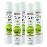 5x Dove Deodorante Go Fresh Cetriolo e Tè Verde 0% Alcol Anti-Traspirante Delicato - 5 Deodoranti Spray da 150ml