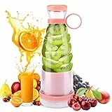 Bottiglia frullatore portatile, Bestcool USB ricaricabile mini frullatore per succhi di frutta multifunzionale estrattore di succo di frutta bottiglia con manico per frullati di frutta casa viaggi