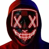 Maschera di Halloween, Maschera di spurgo a LED, 3 modalità di illuminazione, Maschera da La Notte Del Giudizio per Costume Cosplay Festa e Party di Carnevale