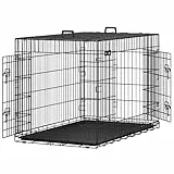 Feandrea Gabbia per Cani Pieghevole, con 2 Porte, Vassoio Rimovibile, 122 x 74,5 x 80,5 cm, XXL, Nero PPD48H