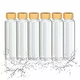 Relaxdays Borracce Termiche, Tappo in bambù, Set da 6, Custodia in Neoprene, 500ml, Vetro Borosilicato, Trasparente Nero