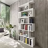 Dmora Libreria Decorativa e Funzionale, Colore Bianco Lucido, cm 80 x 24 x h192, Bifacciale, 80x25h192