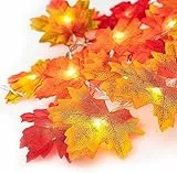 Luci Stringa di Foglie d'Acero,6M 40 LED Ghirlanda di Foglie di Acero Illuminate Luci,Autunno Foglie Ghirlanda Decorazione Luci,3AA Batteria Alimentato,per Halloween,Ringraziamento,Giardino (6m)