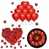 ASANMU Kit Romantio Decorazioni, 1000 Pezzi Petali di Rosa Rossa + 50pcs Amore Cuore Candele Romantiche + 10pcs Cuore Rosso Palloncino Decorazioni Ideale per Sposa, Proposta di Matrimonio, Anniversari