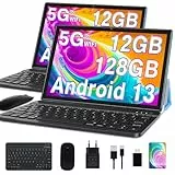 GOODTEL Tablet 10 Pollici Android Tablets 12GB RAM + 128GB ROM, 5G/2.4G WiFi, Bluetooth 5.0, GPS, Batteria 8000mAh, Doppia Fotocamera 5MP + 8MP, Giallo