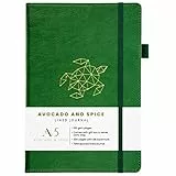 Taccuino A5 Diario di Viaggio da Avocado and Spice Taccuino A5 con Confezione Regalo e Custodia in Velluto - Agenda Giornaliera Rigida - Taccuino A5 Foderato con Segnalibro, 200 Pagine (Verde, Righe)