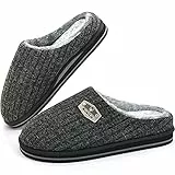 KuaiLu Pantofole da Uomo 42 Nero Invernali Chiuse Scarpe da Casa da Uomo Ciabatte con Caldo Fodera in Misto Lana e Suola in Gomma Antiscivolo Interni ed Esterni