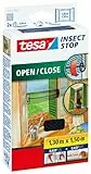 tesa Insect Stop Hook & Loop Zanzariera Attacca e Stacca - Per finestre con persiane esterne e fioriere - Con nastro adesivo a strappo - Antracite - 130 cm x 150 cm