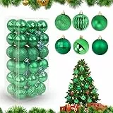 Feliciay 36 palline di Natale assortite ciondolo ornamento infrangibile set decorazioni albero di Natale, decorazione sospesa stagionale, festa di matrimonio, ciondoli decorativi (verde, 4 cm)
