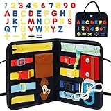 Sterneer Busy Board, Montessori Tavola Sensoriali per Giocattoli attività, Giocattolo Educativo da Activity Board per Apprendere Le Abilità di Base della Vita per Bambini 1 2 3 4 Anni (Blu Scuro)