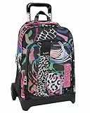 Comix FLASH - Zaino Con Trolley Staccabile e Regolabile in Altezza, con Manico e Spallacci a Scomparsa, Ampio Vano - Zainetto Bambina e Bambino con Etichetta Nome e Zaino Scuola, Rosa/Nero, 32x52hx23