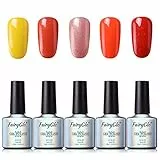 FairyGlo Smalto Gel 5 Colori Gel Soak Off UV LED Manicure Nail Art Set Regalo Colore Brillante Nuovo Starter Kit 10ML