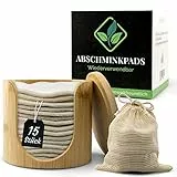 NF-Bamboo® Cuscinetti per trucco, lavabili (15 pezzi) in bambù con sacchetto e contenitore, tamponi di cotone riutilizzabili per il trucco, per la pulizia del viso, sostenibili e Zero Waste