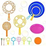 Sunshine smile Set di 15 Bolle di Sapone,Bacchette,Bacchetta Magica,Bolle di Sapone per Bambini,Bacchette Colorate per Sapone per Attività All'aperto,Bacchetta Magica per Bambini