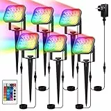 T-SUN 6 in 1 Faretto da Giardino Con Spina 20 LED Faretti LED da Esterno 12V 2A SMD2835 Faretto da Giardino LED Luce da Giardino LED Illuminazione da Giardino IP65 per Sentieri, Giardini