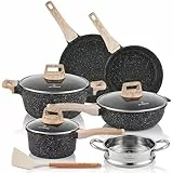 JUST PERFECTO Batteria Pentole e Padelle a Induzione, Set Padelle Antiaderenti Per tutti i piani cottura, Batteria di Casseruola Antiaderente 24/28cm con Coperchi, lavabile in lavastoviglie
