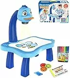 Aolieh Proiettore tracciato e disegnato Toy, tavolo da disegno per bambini, Trace and Draw Projector Toy Kids Drawing Projector Table con Smart Projector e Light Music (Dinosauro Blu)