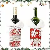 HBSFBH Coperchio Bottiglia Vino Natale, 2 Pezzi Natale Borsa Copri Bottiglia, Copri Bottiglia Vino Lavorato Maglia, Natalizio Copri Bottiglia, per Decorazioni da Tavola per Feste di Natale
