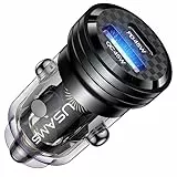 90W Caricatore USB Auto con 2 Porte PD 45W & QC 45W USB Quick Charge, 12V/24V Caricabatteria da auto USB Adattatore per accendisigari per iPhone 14/13/12 Pro Max, Galaxy S23/22 Ultra (Nero)