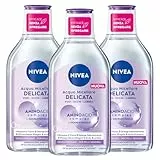 Nivea Acqua Micellare Delicata per Pelli Sensibili Struccante Viso e Occhi ad Azione Lenitiva Detergente per Detersione Profonda e Delicata - 3 Flaconi da 400ml