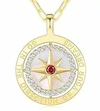 LOUISA SECRET Collana in oro da donna Argento 925 Ciondolo a catena con bussola Zircone bianco Gioielli da donna Regali di Natale per donne Fidanzata per compleanno Natale San Valentino